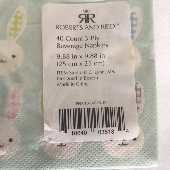 ROBERTS & REID BUNNY NAPKINS NWT - Picture 3 of 4